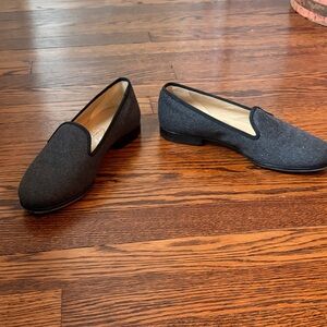 Stubbs & Wootton Dark Gray Loafers with Black Pipping